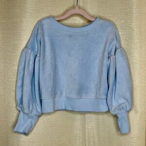 Janie and Jack Light blue velour balloon sleeve sweatshirt size 3T